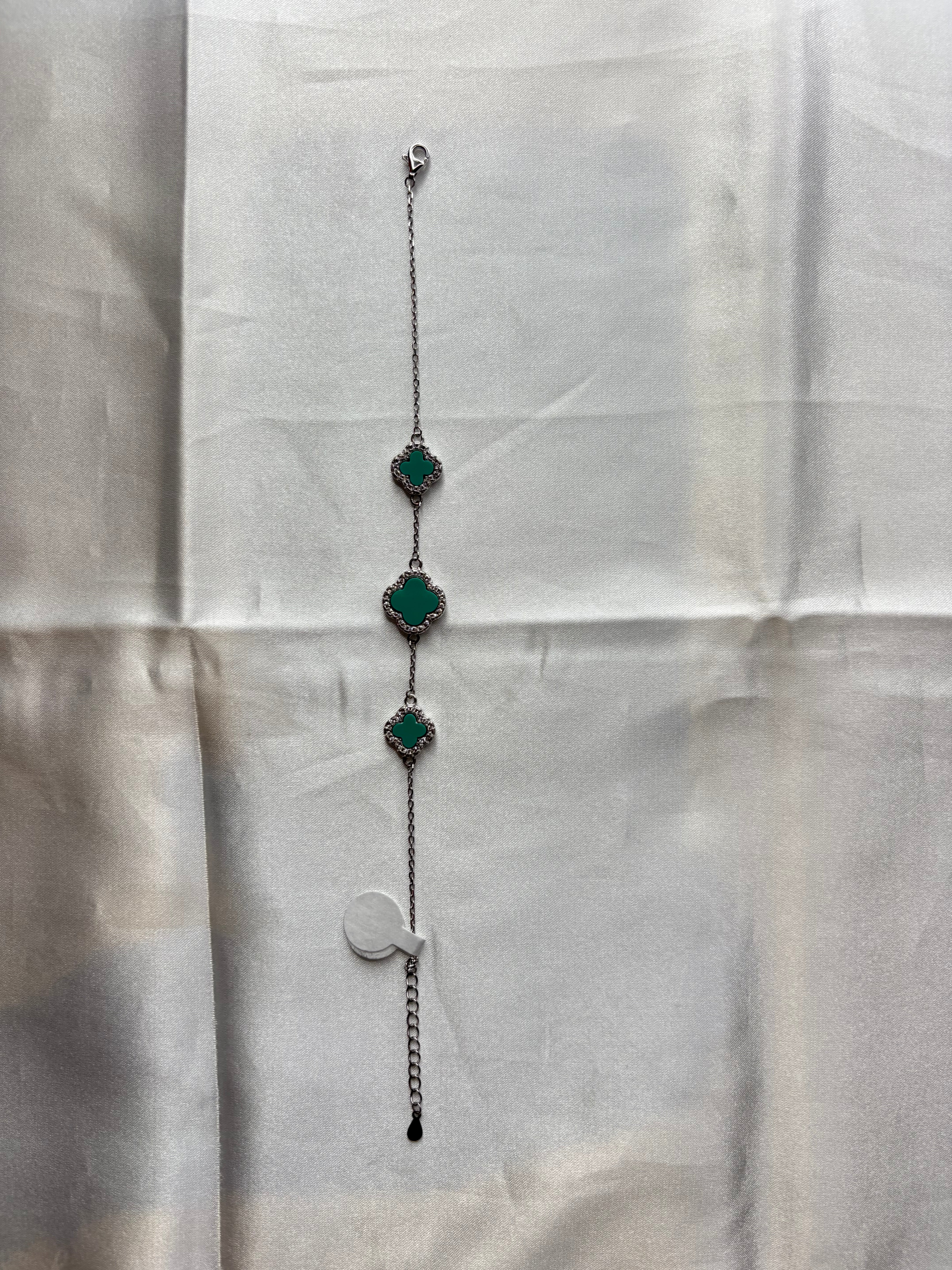 Silver Green four leaf clover