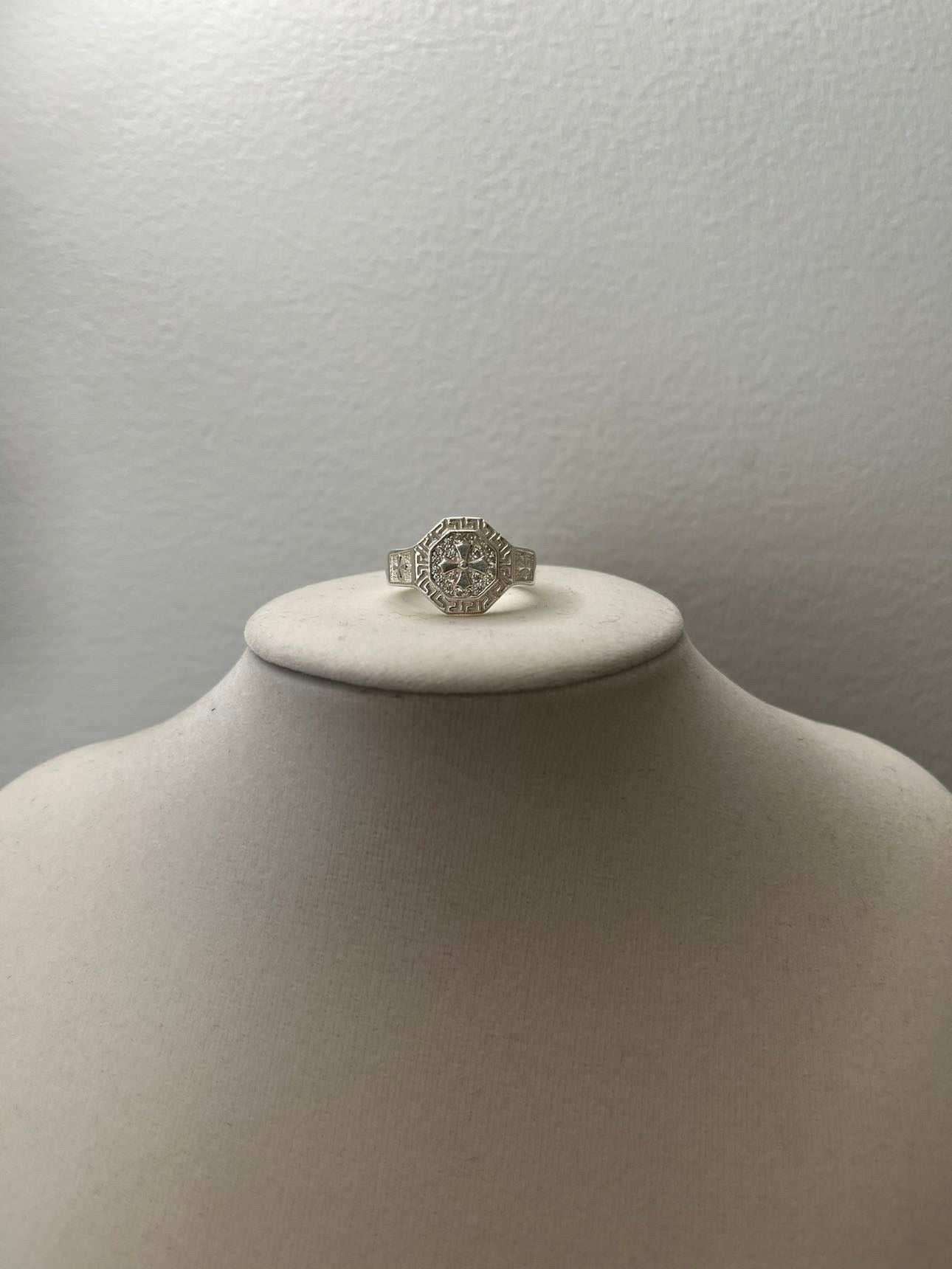 Silver St. Benedict Iced Ring