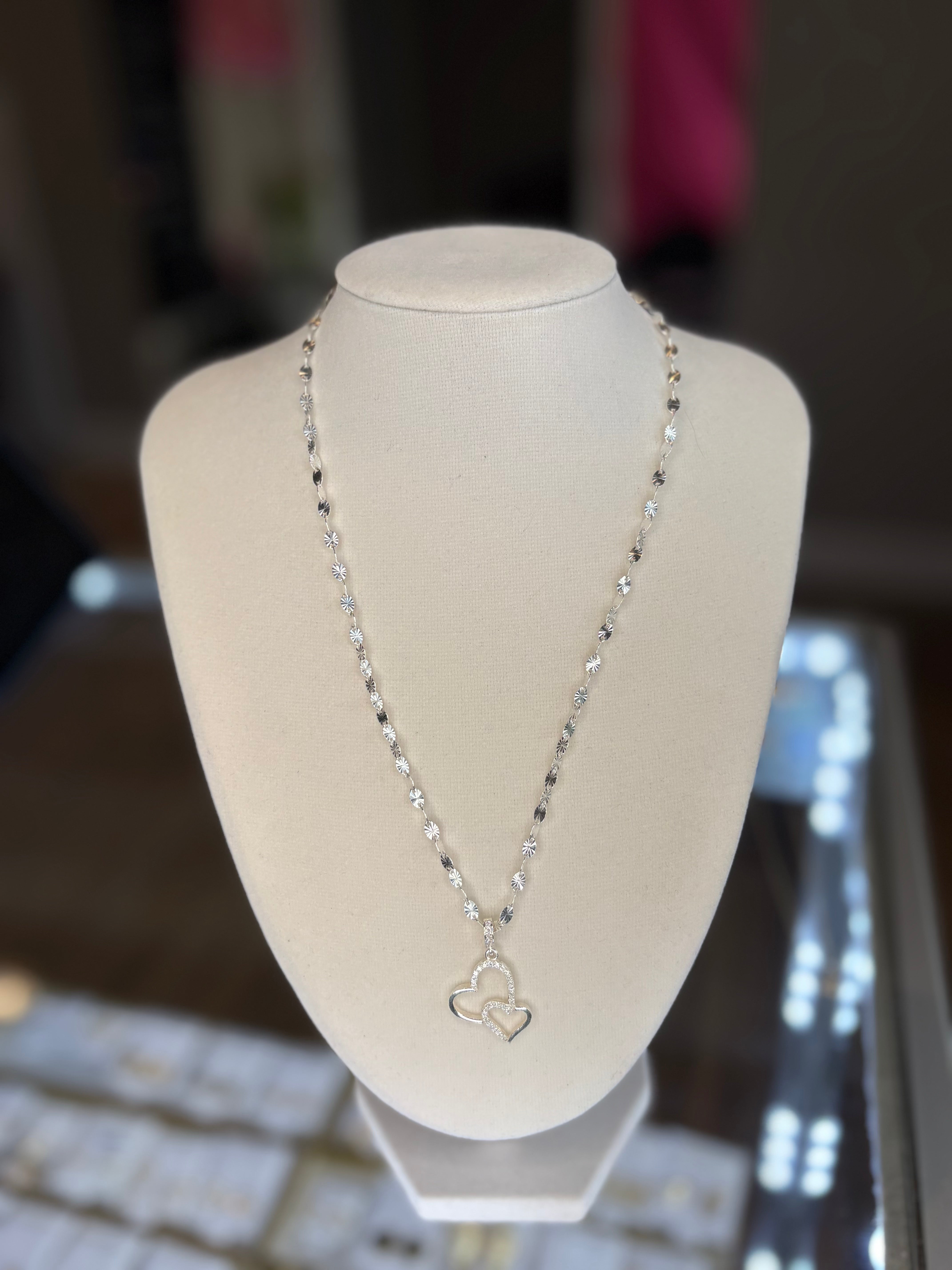 Silver Dual Heart Necklace