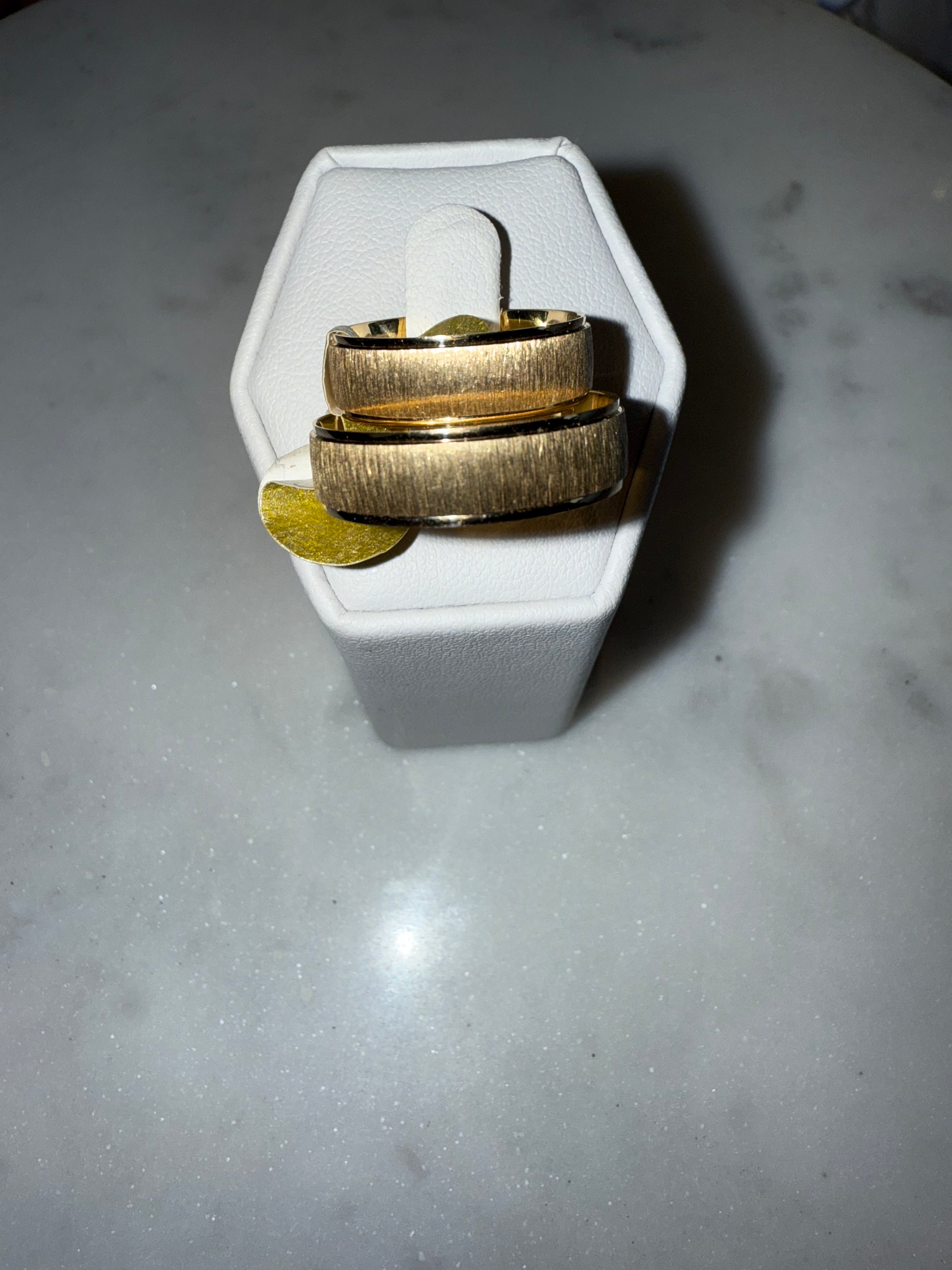 14K Brushed gold Wedding Bands