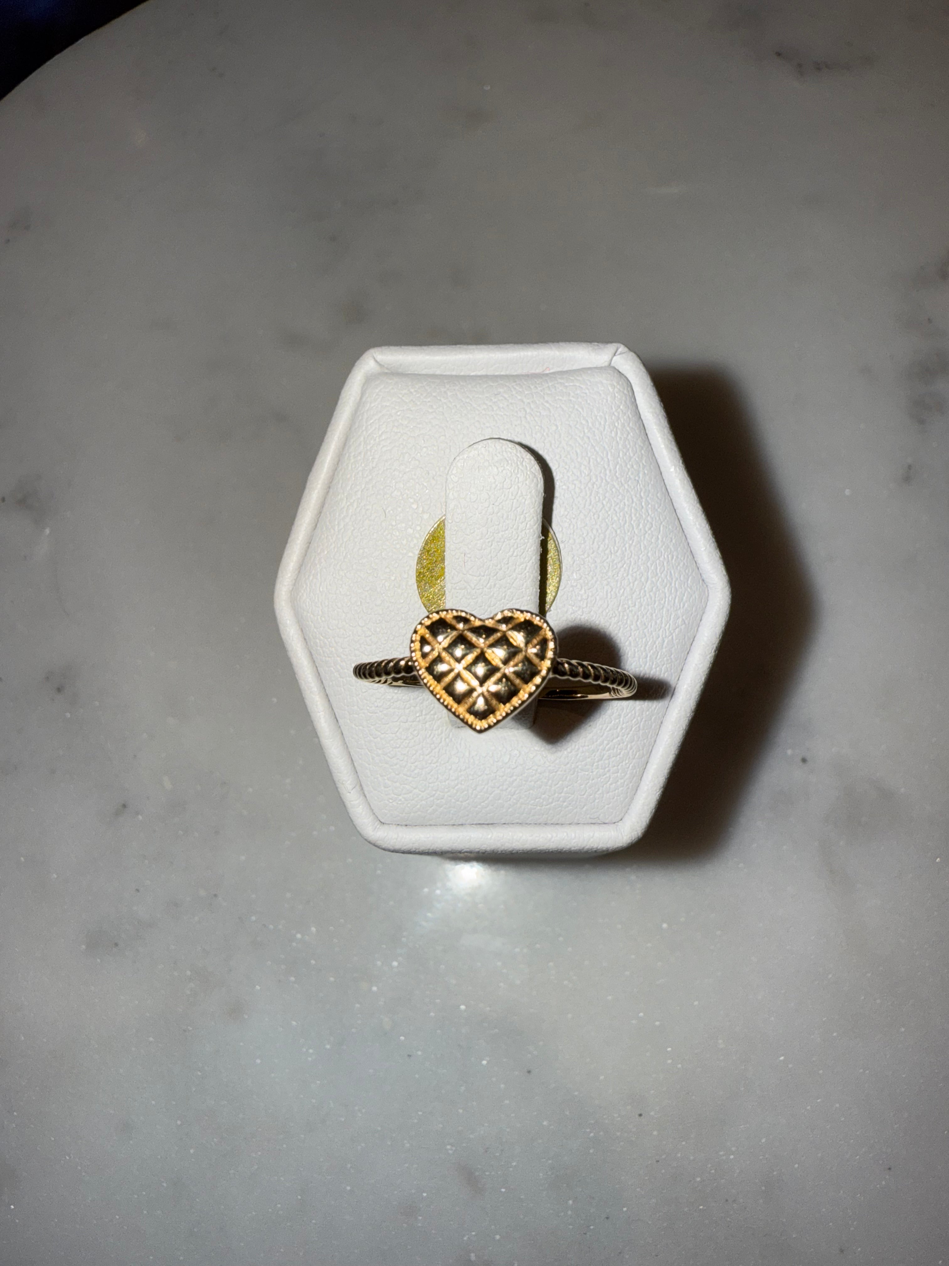 14K Gold Quilted Heart Ring