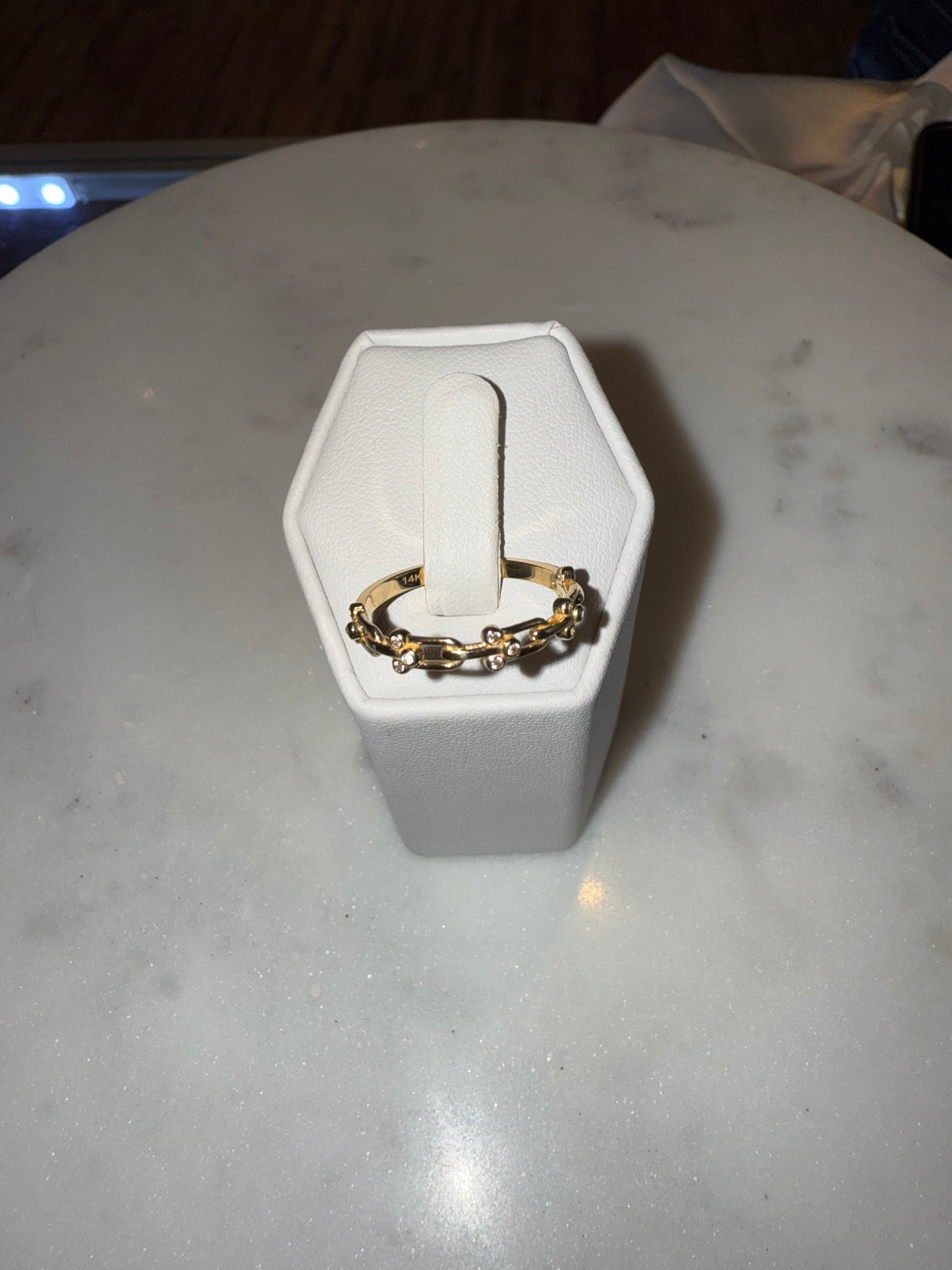 14K Gold Bamboo Diamond Ring