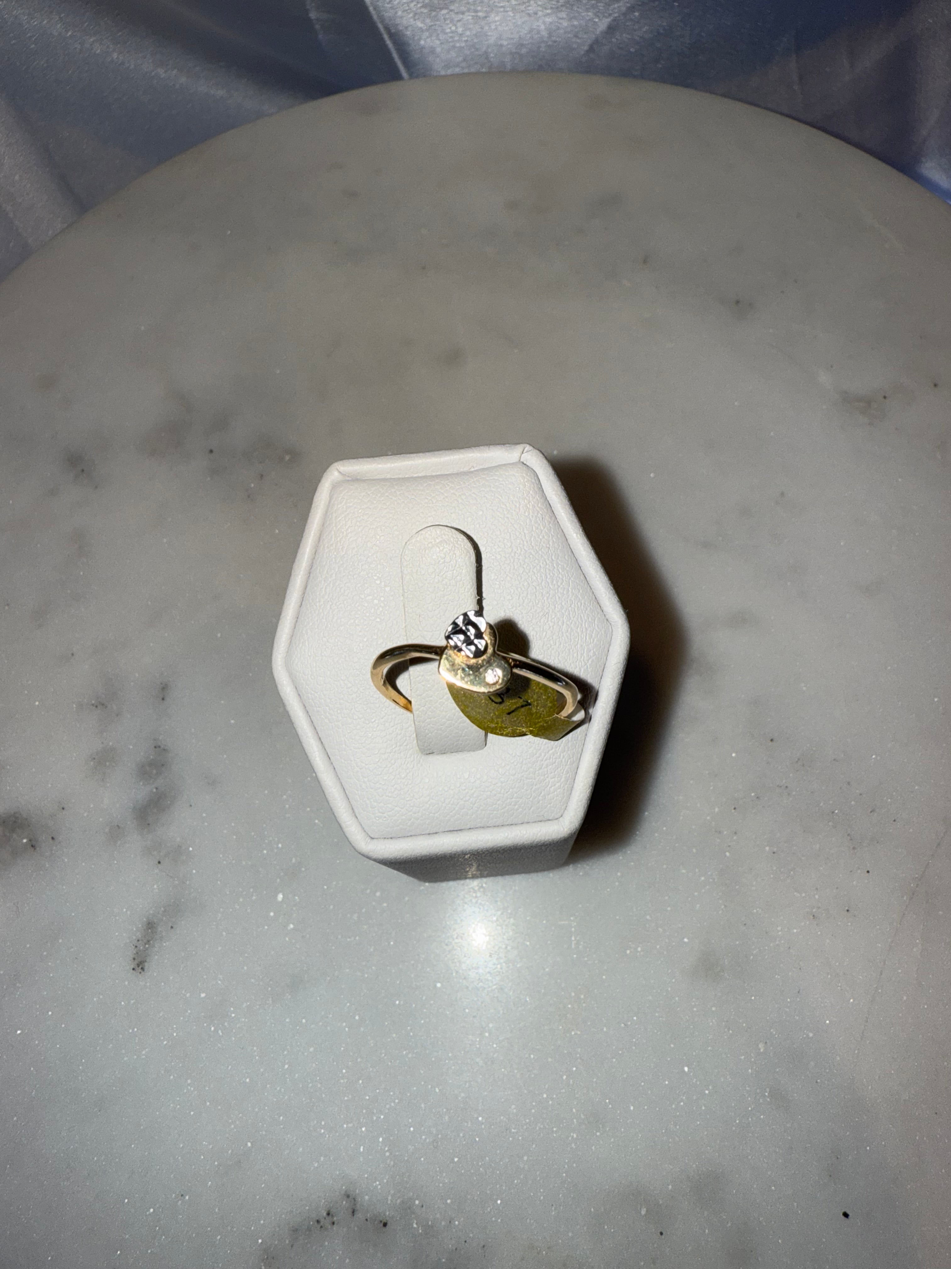 14K Gold Heart with Diamond Accent Ring