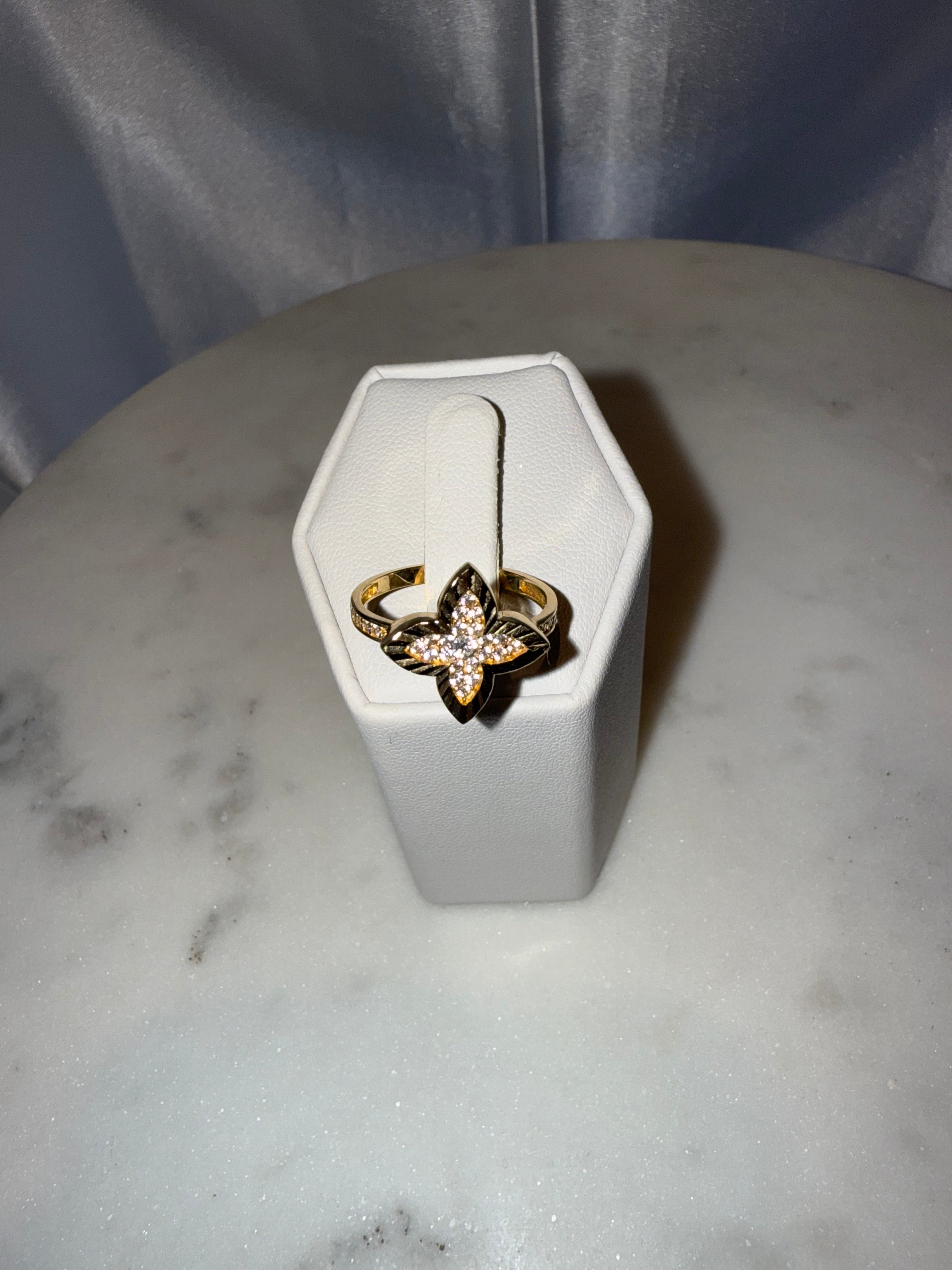 14K Gold Diamond Fleur-de-Lis Ring